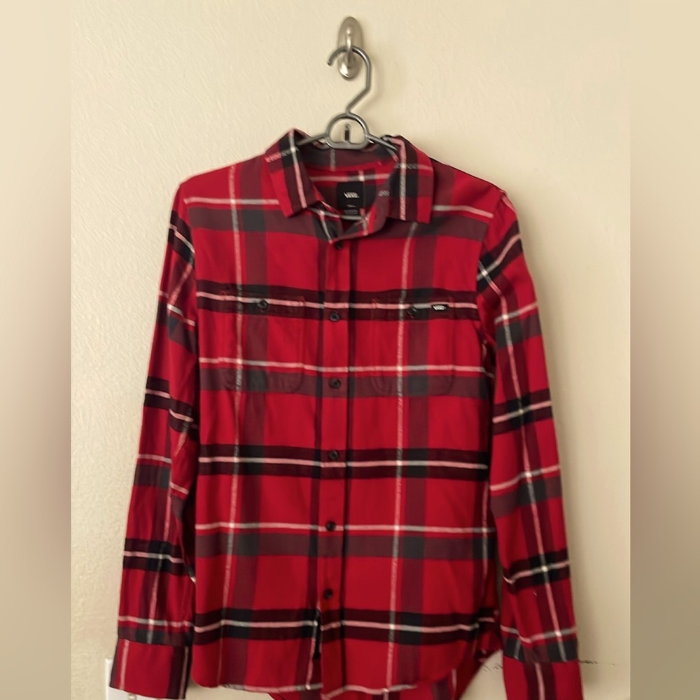 Vans Button Down Long Sleeve Plaid Flannel for Young Men